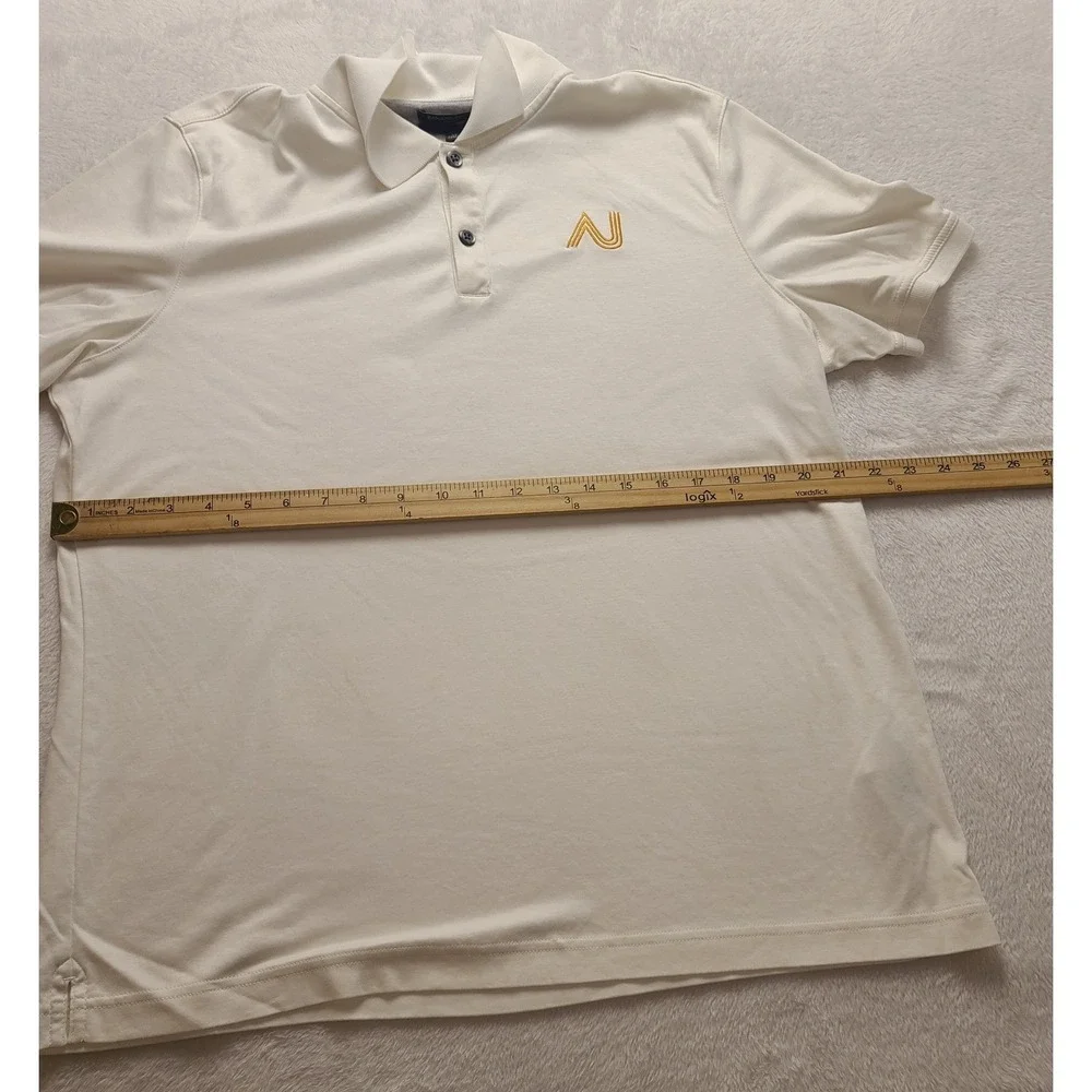 Banana Republic Luxury Touch Polo Shirt Men's XL White Standard Fit Gold N Logo